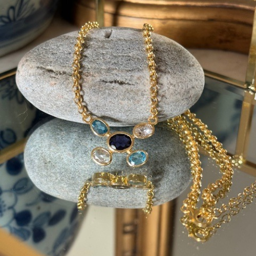 Azure Pebble Necklace - gold plated or sterling silver