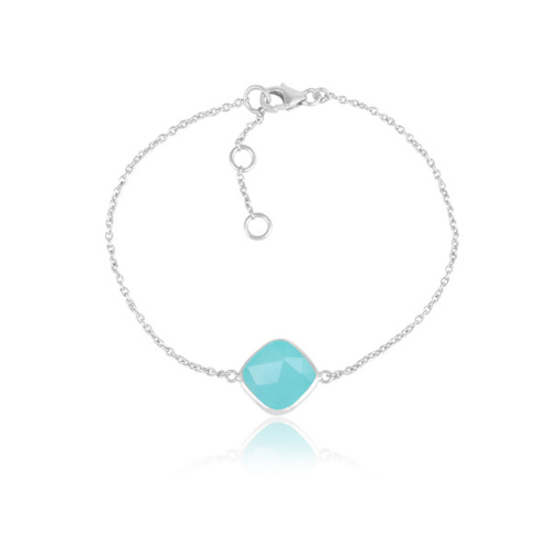 Aqua Chalcedony sterling silver bracelet