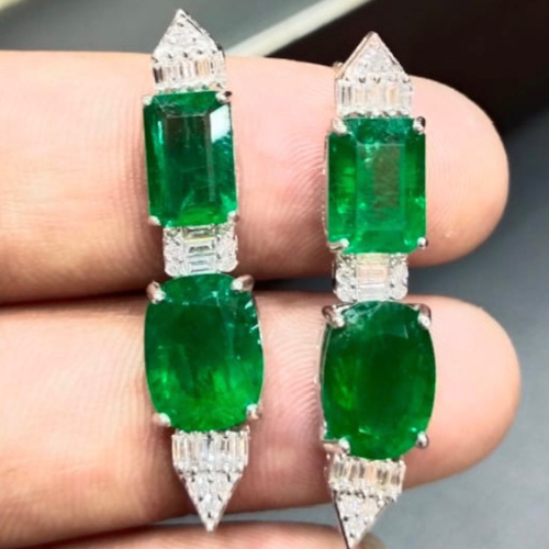 Emerald and Diamond Drop Earrings - by Commission Only