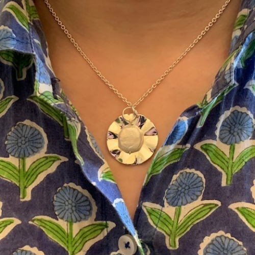 Wave and Pearl Pendant Necklace