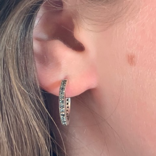 Sky Blue Topaz Hoop Stud Earrings