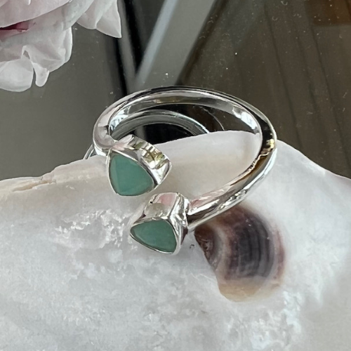 Wave Adjustable Duo Ring in Sterling Silver - 2 colours