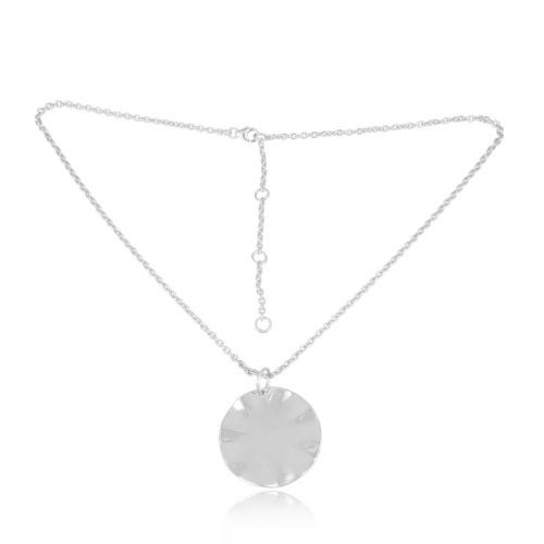 Plain Wave Pendant Necklace - Sterling Silver