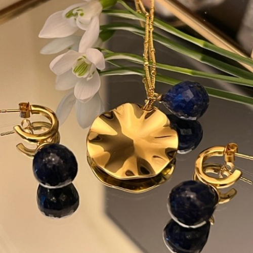 Wave Stud Pendant Earrings - 3 colours