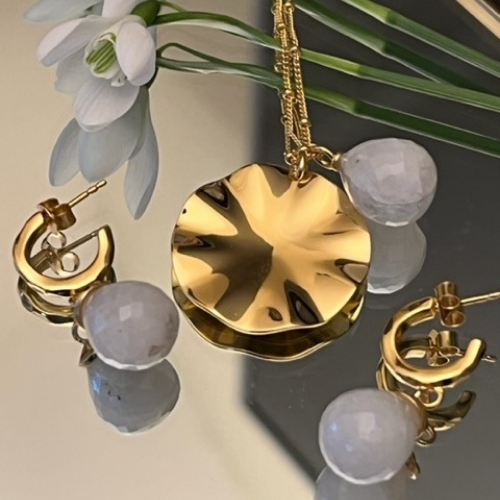Wave Stud Pendant Earrings - 3 colours