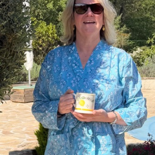 blue dressing gown