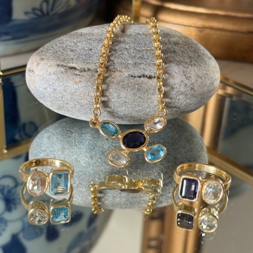 Azure pebble necklace - gold plated or sterling silver