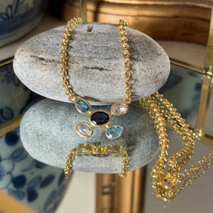Azure pebble necklace - gold plated or sterling silver
