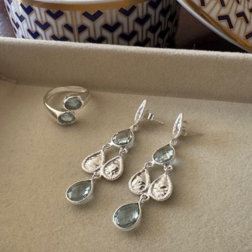silver and blue topaz earrings