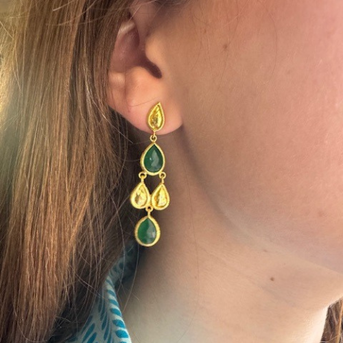 green onyx chandelier earrings