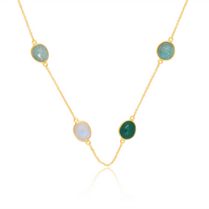 Trio Long Necklace Blues and Greens