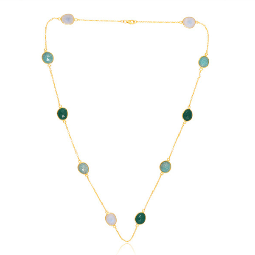 Trio Long Necklace Blues and Greens