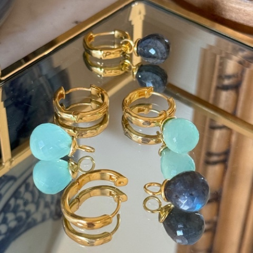 Wave Hoop Pendant Earrings - 2 colours