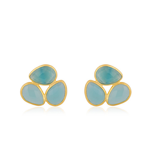 Gold Plated Peardrop Stud Earrings - 2 colours