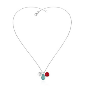 Duo Aqua Chalcedony and Pink Chalcedony Pendant Necklace