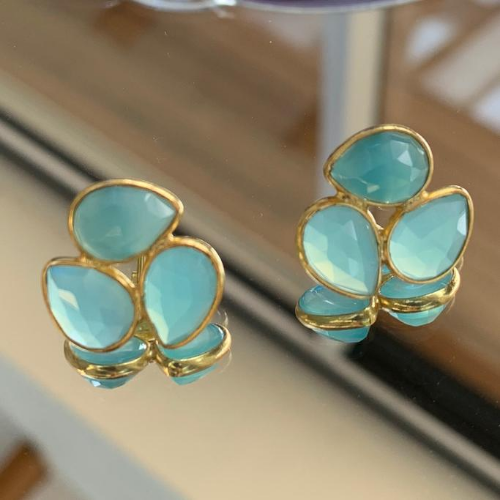 Aqua Chalcedony Peardrop Studs