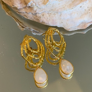 Azure Moonstone stud drop earrings