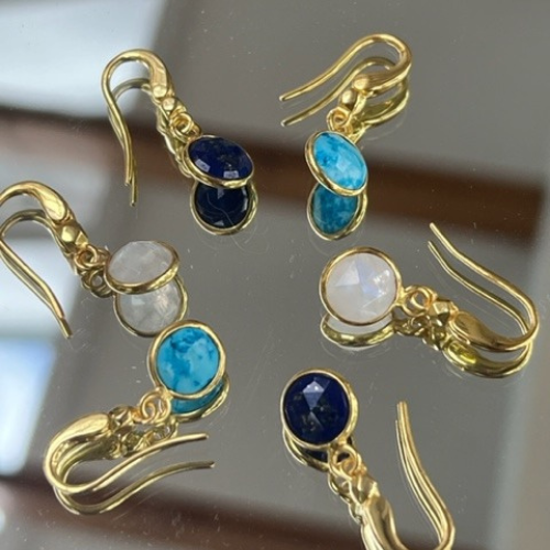 gold plated moonstone earrings