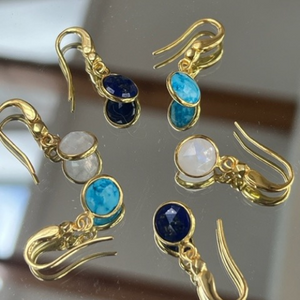 Azure pendant earrings - Lapis Lazuli or Moonstone