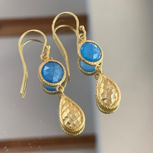 Azure drop earrings - Blue Chalcedony or Labradorite