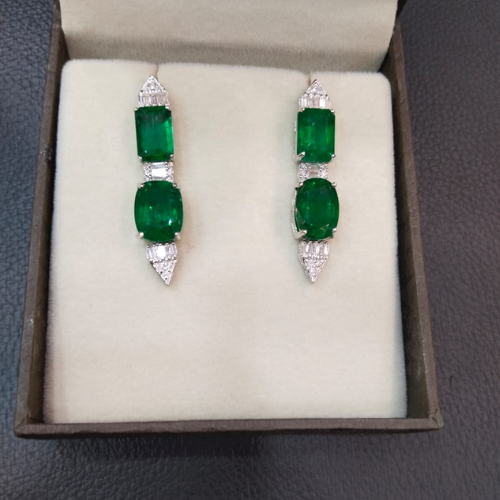 Emerald and Diamond Drop Earrings - by Commission Only
