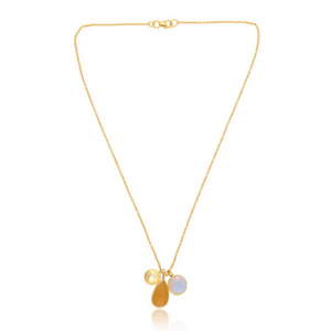 Duo Moonstone and Yellow Opal Pendant Necklace