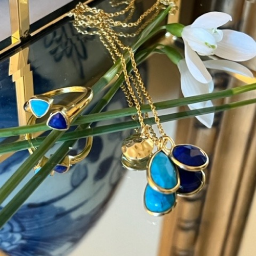 Duo Lapis Lazuli and Turquoise Pendant Necklace