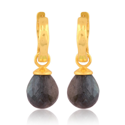 Wave Hoop Pendant Earrings - 2 colours