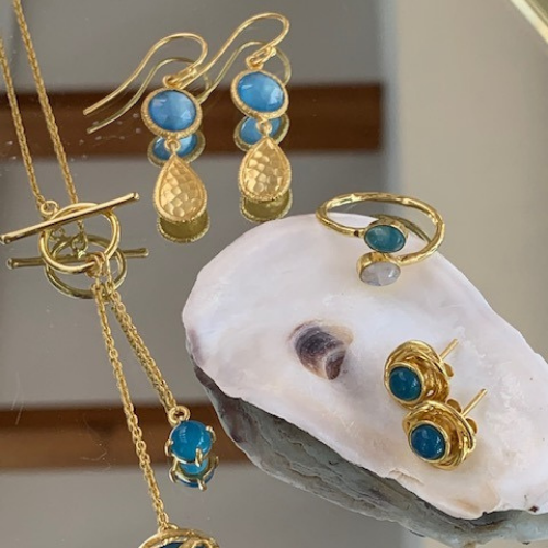 Azure drop earrings - Blue Chalcedony or Labradorite