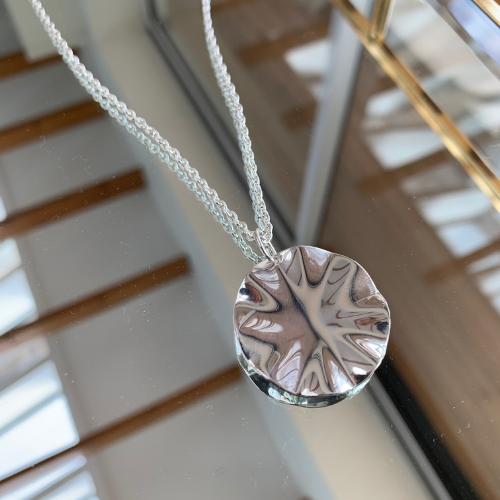 Plain Wave Pendant Necklace - Sterling Silver