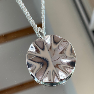 Plain Wave Pendant Necklace - Sterling Silver