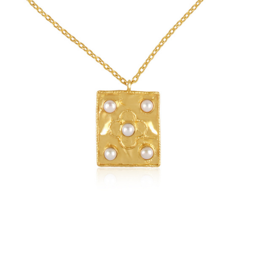 Gold plated Sahara necklace with pearls
