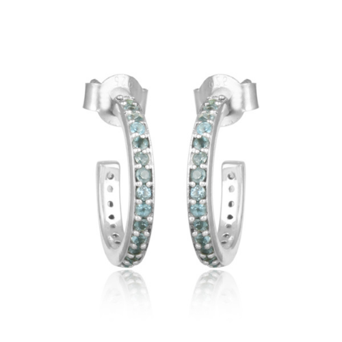 Sky Blue Topaz Hoop Stud Earrings