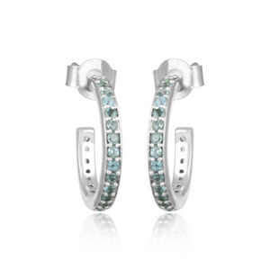 Sky Blue Topaz Hoop Stud Earrings