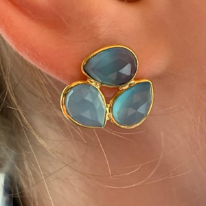 Gold Plated Peardrop Stud Earrings - 2 colours
