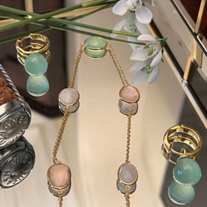 Trio Long Necklace Pink and Green