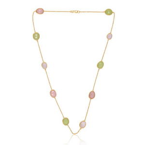 Trio Long Necklace Pink and Green