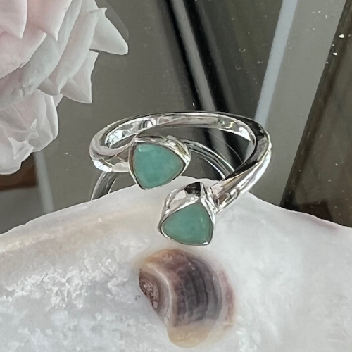 Wave Adjustable Duo Ring in Sterling Silver - 2 colours