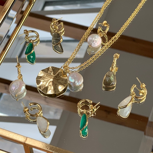 Wave and Pearl Pendant Necklace (18ct Gold Plated/Vermeil)