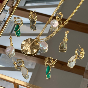 Wave and Pearl Pendant Necklace (18ct Gold Plated/Vermeil)
