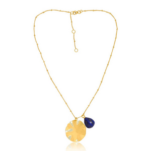 Wave and Stone Pendant Necklace in Vermeil - 3 colours