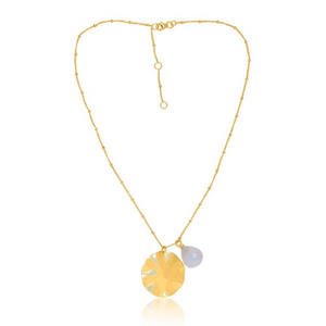 Wave and Stone Pendant Necklace in Vermeil - 3 colours