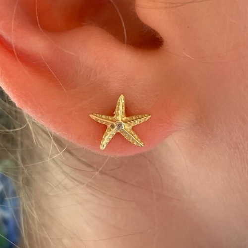 Starfish with CZ Stud Earrings